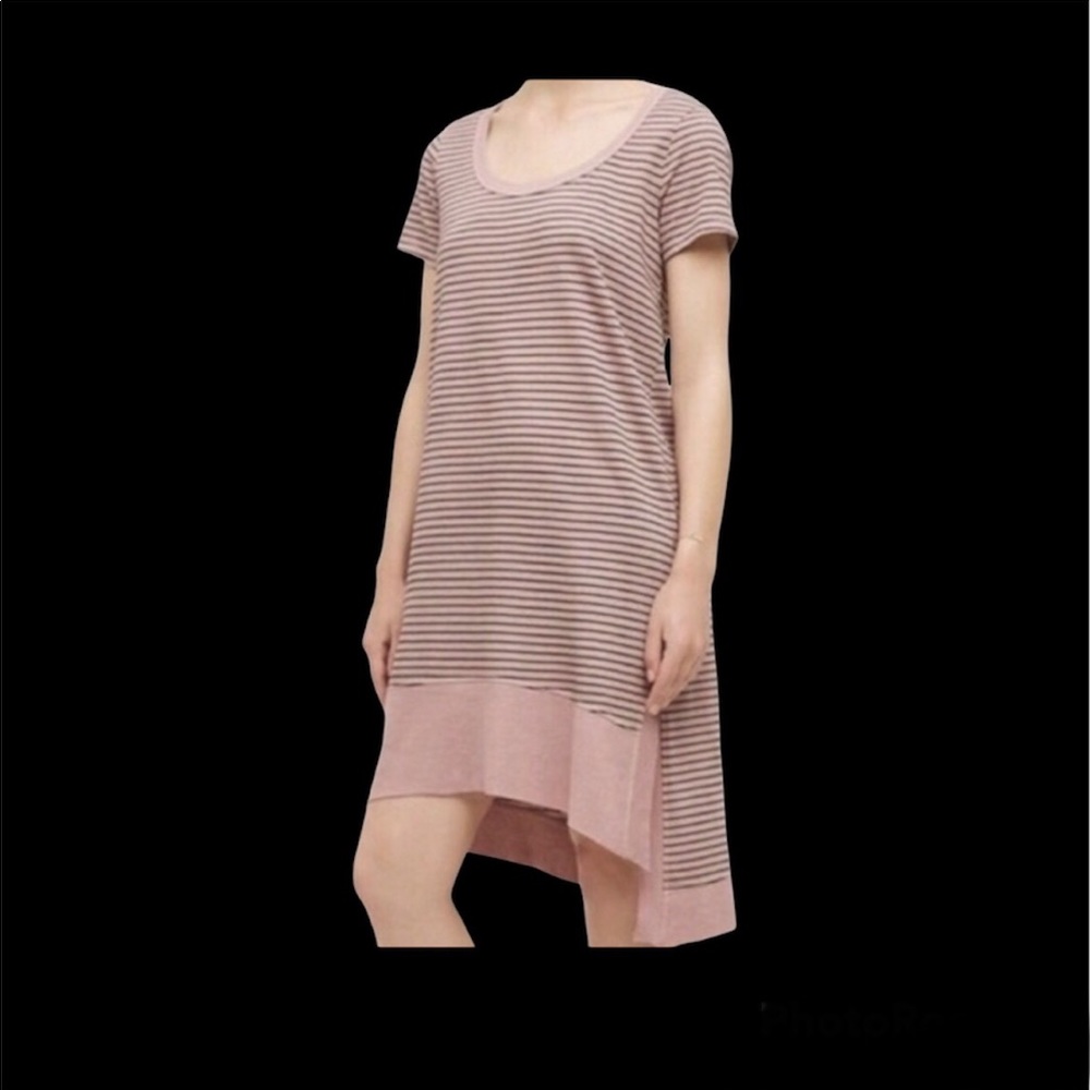 Left of Center S Pink Black Stripe Keyhole Dress